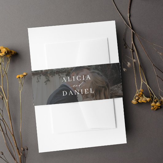 Elegante Typografie Schwarz-Weiß-Foto Hochzeit Einladungsbanderole