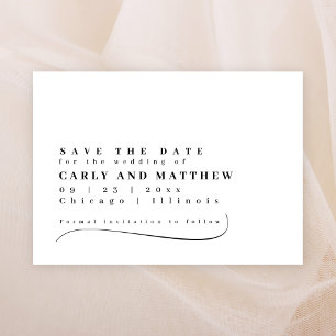 Elegante Typografie Schwarz-Weiß Save-The-Date-Kar Save The Date