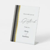 Elegante Typografie Schwarz-weiße Goldstreifen-Hoc Sockelschild (Vorderseite)