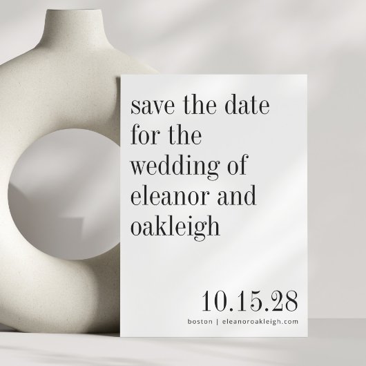Elegante Typografie Schwarz-weiße Minimalistische Save The Date