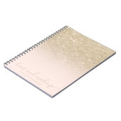 elegante Typografie Schwarze Gold Glitzer ombre Notizblock (Linke Seite)