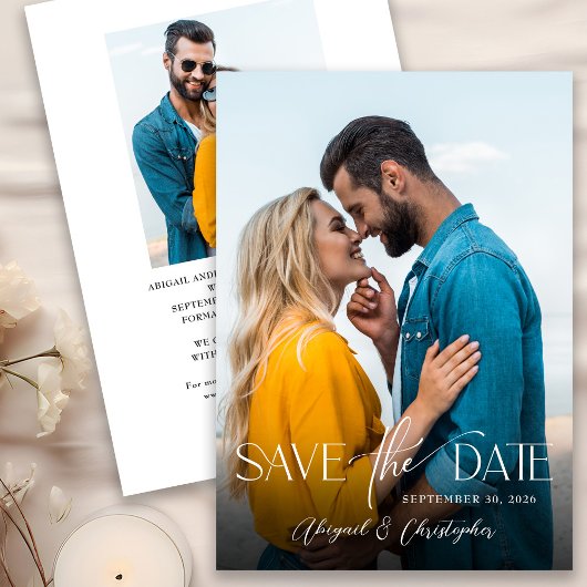 Elegante Typografie Script 2 Foto Save the Date