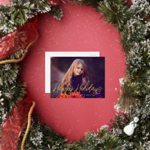 elegante Typografie Script Foto Happy Ferienkarte Folie Einladungspostkarte