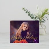 elegante Typografie Script Foto Happy Ferienkarte Folie Einladungspostkarte (Stehend vorne)