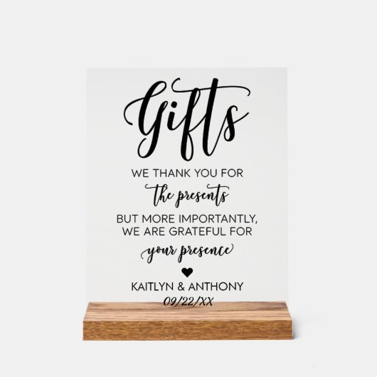 Elegante Typografie Script Minimalistische Hochzei Acrylschild (Vorderseite)