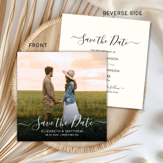 Elegante Typografie Script Moderne Ein Foto Hochze Save The Date