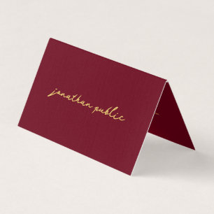 Elegante Typografie Script Red Gold Vorlage geklap Visitenkarten
