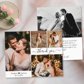 Elegante Typografie Script Wedding 4 Foto Collage Dankeskarte