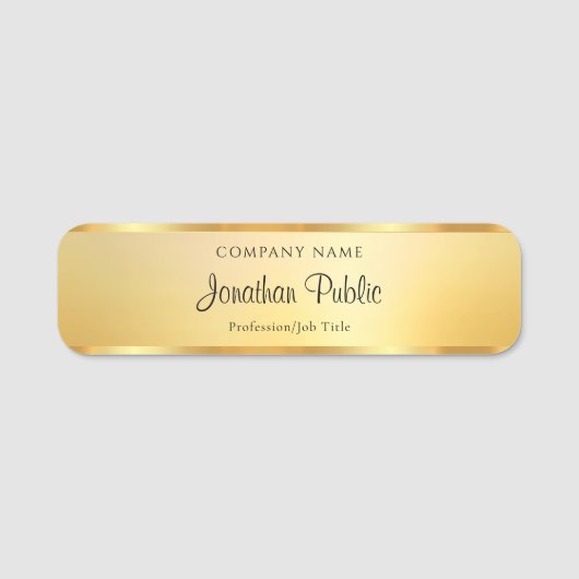 Elegante Typografie-Skriptvorlage Glamour Gold Namensschild (Vorderseite)
