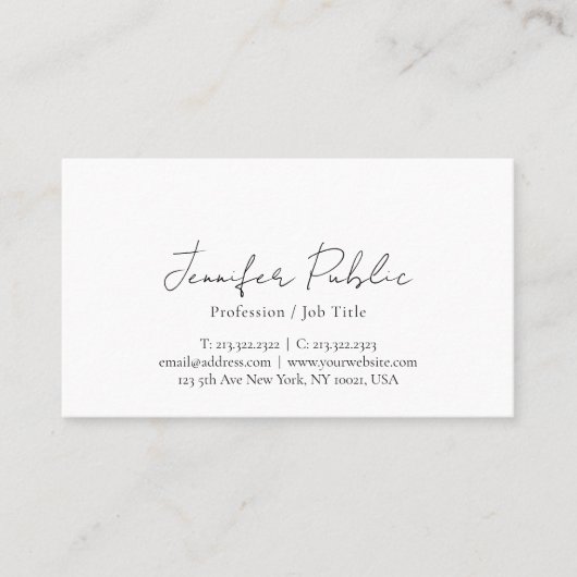 Elegante Typografie Skriptvorlage Signature Matte Visitenkarte (Vorderseite)