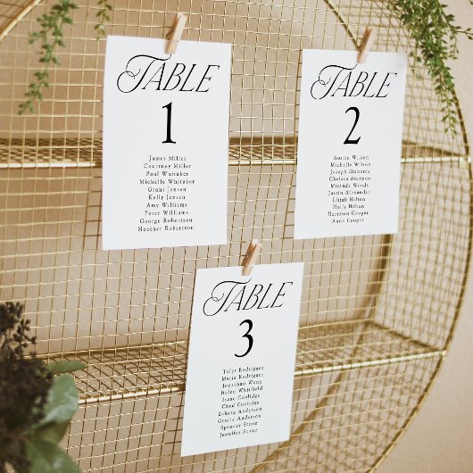 Elegante Typografie-Tischnummer Sitzdiagramm