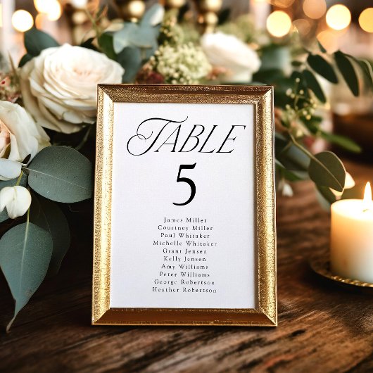 Elegante Typografie-Tischnummer Sitzdiagramm