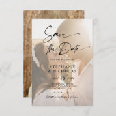 Elegante Typografie Transparentes Foto Hochzeit Save The Date (Vorne/Hinten)