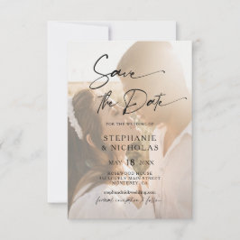 Elegante Typografie Transparentes Foto Hochzeit Save The Date