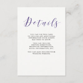 Elegante Typografie | Violet Guest Details Begleitkarte