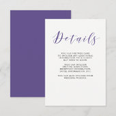 Elegante Typografie | Violet Guest Details Begleitkarte (Vorne/Hinten)