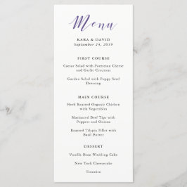 Elegante Typografie | Violet Wedding Menu Menükarte