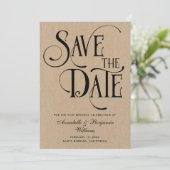Elegante Typografie Vow Renewals Kraft Save The Date (Stehend Vorderseite)