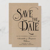 Elegante Typografie Vow Renewals Kraft Save The Date (Vorne/Hinten)