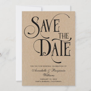 Elegante Typografie Vow Renewals Kraft Save The Date