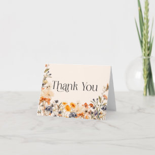 Elegante Typografie Wasserfarbe Herbst-Wildblumen  Dankeskarte