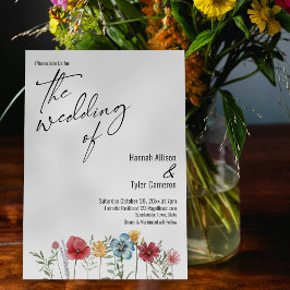 Elegante Typografie Wasserfarben Wildblume Hochzei Einladung