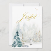 Elegante Typografie Watercolor Gold Foliage Snow (Vorderseite)