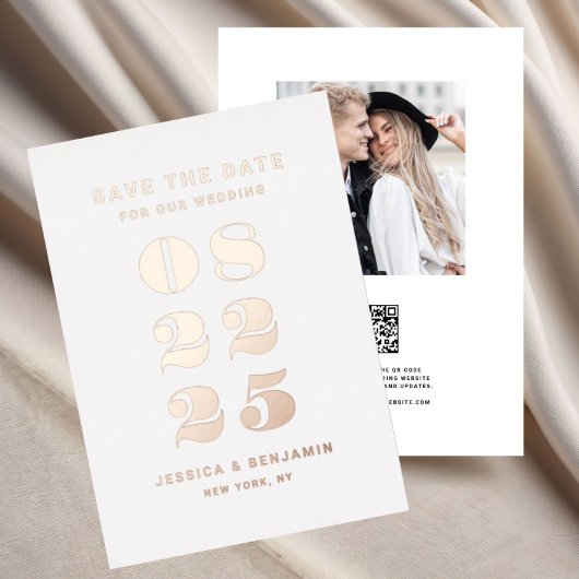 Elegante Typografie Wedding Save the Date Rose Gol Folieneinladung