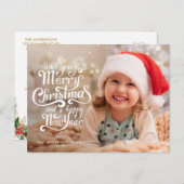 Elegante Typografie Weihnachtsgrüße Postkarte (Vorne/Hinten)