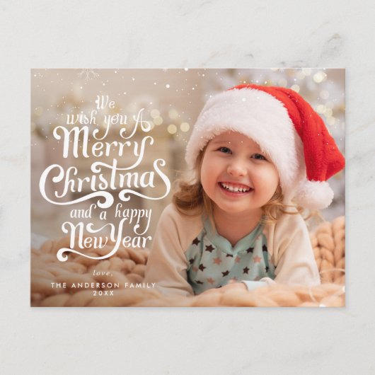 Elegante Typografie Weihnachtsgrüße Postkarte (Vorderseite)