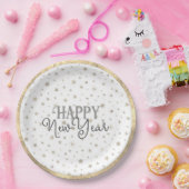 Elegante Typografie Weißgraue Sterne glücklich Neu Pappteller (Party)