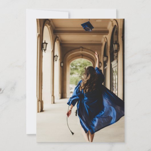 Elegante Typografy Foto Graduation Party Einladung (Rückseite)