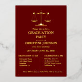 Elegante Typografy Law School Graduation Party Folieneinladung (Vorderseite)
