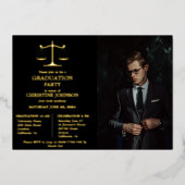 Elegante Typografy Law School Graduation Party Folieneinladung (Vorderseite)
