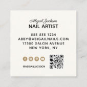 Elegante Typografy Nails nach "Name" QR-Code Elfen Quadratische Visitenkarte (Rückseite)