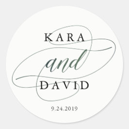 Elegante Typographie | Deep Green Wedding Runder Aufkleber