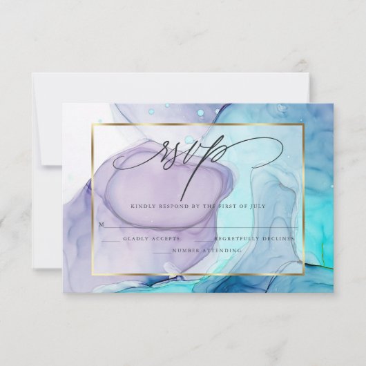 Elegante UAWG Marbled Ink Vibrana RSVP Karte (Vorderseite)