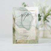 Elegante UAWG marbled Vibrant Grüntöne and Golds RSVP Karte (Stehend Vorderseite)