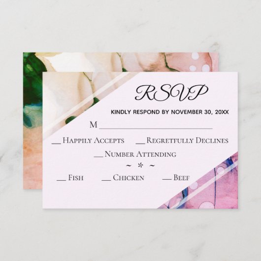 *~* Elegante UAWG Moderne Hochzeit in Wasserfarben RSVP Karte (Vorne/Hinten)