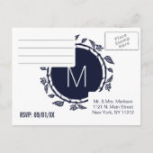 Elegante UAWG Postkarten für Navy Blue und White F (Rückseite)