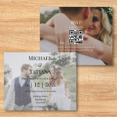 elegante uAwg qr Code 2 Fotos Hochzeitseinladung