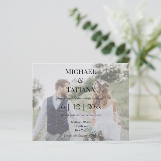 elegante uAwg qr Code 2 Fotos Hochzeitseinladung (Stehend Vorderseite)