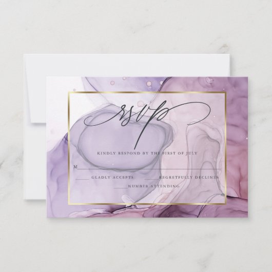 Elegante UAWG Rose Amethyst Marble Tinte RSVP Karte (Vorderseite)