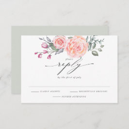 Elegante UAWG Rustikale Wasserfarbe Hütte Rosa Ros RSVP Karte