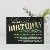 Elegante Überraschung Geburtstagsparty Einladung (Stehend Vorderseite)