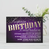 Elegante Überraschung Geburtstagsparty Einladung (Stehend Vorderseite)