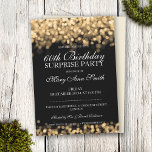 Elegante Überraschung Geburtstagsparty Gold Lights Einladung<br><div class="desc">Elegantes 60. Überraschung Geburtstagsparty-Design mit edlem Gold Lights Motiv,  individuelle Name und Datum und zusätzlichem Text. Beeindrucken Sie Ihre Familie und Ihre Freunde mit diesem stilvollen und stilvollen Geburtstagskünstlerdesign. Vollständig anpassbar! Einfach zu bedienen und leicht zu personalisieren.</div>