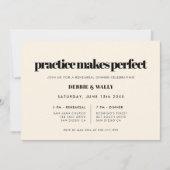 Elegante Übung macht perfekte Probe zum Abendessen Einladung (Vorderseite)
