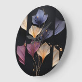 Elegante Uhr der Schwarzen Flora |Minimale Blume (Winkel)