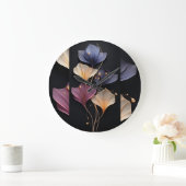 Elegante Uhr der Schwarzen Flora |Minimale Blume (Zuhause)